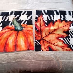Autumn Pumpkin and Leaf Decorative Pillow Covers 17 X 17